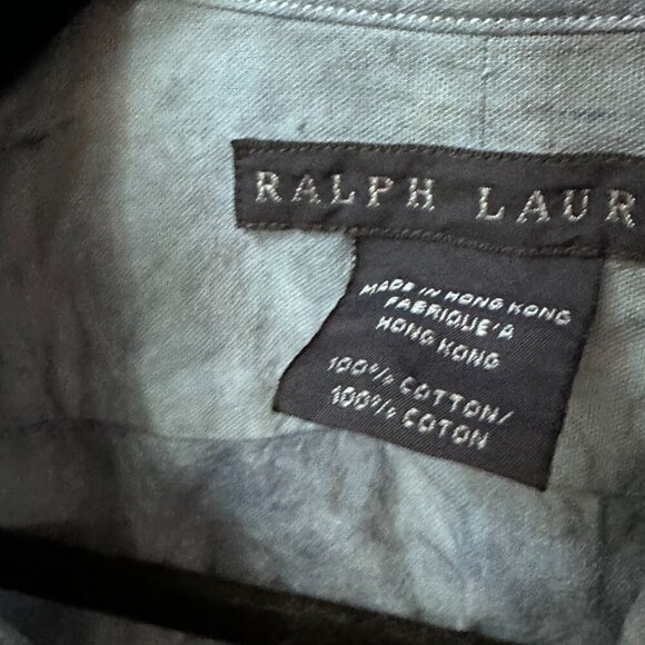 Ralph Lauren Cotton Blue Shirt Tie Dye  Casual Button Down Dress Size 16 Xl - Picture 5 of 8